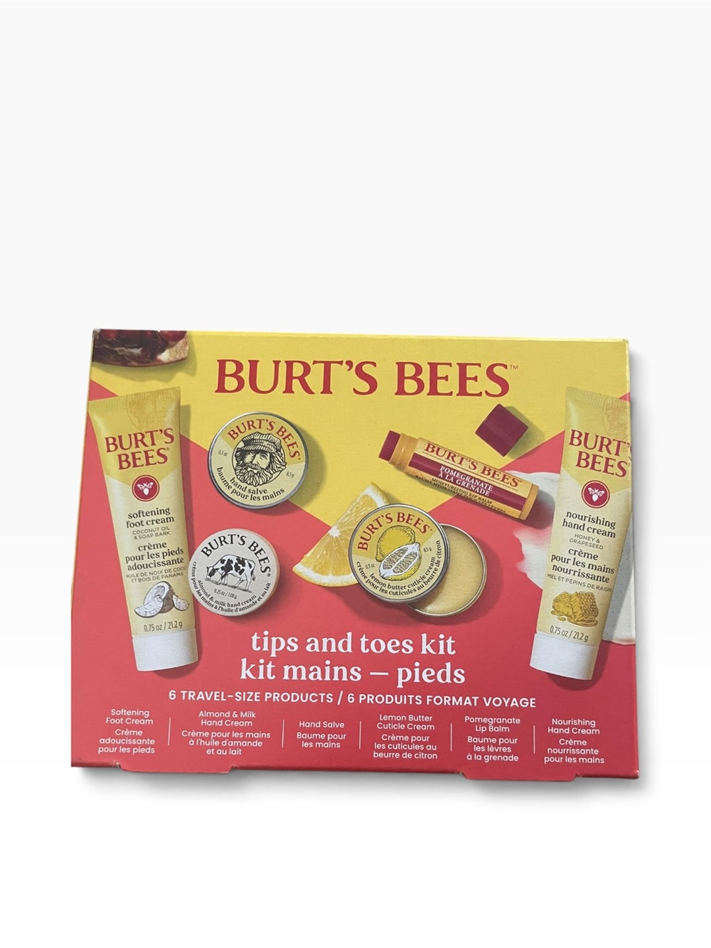 Burt's Bees Tips and Toes Kit Gift Set, 6 Travel Size Products